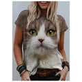 New Summer 3D Printing T-Shirt for Women Cute Cat Fashion Tee 2022 New Harajuku Animal Short Sleeve Oversized Clothing Camiseta