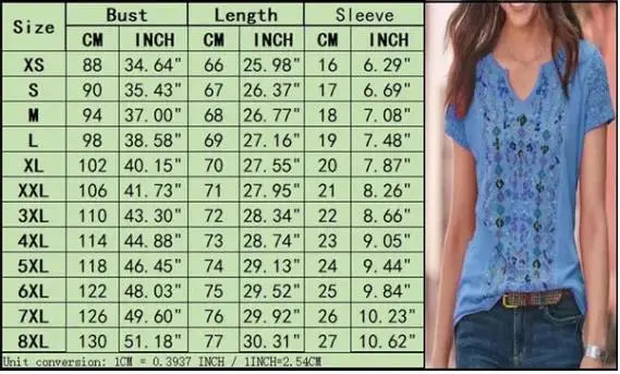 XS-8XL Summer Clothes Women's Fashion Casual V-neck Short Sleeved Tops Ladies Bohemian Floral Printed Blouses Loose Tee Shirts