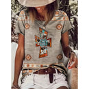 the WESTERN - Western Style Geometry 3D Print Streetwear Retro Oversized T-Shirts for Women