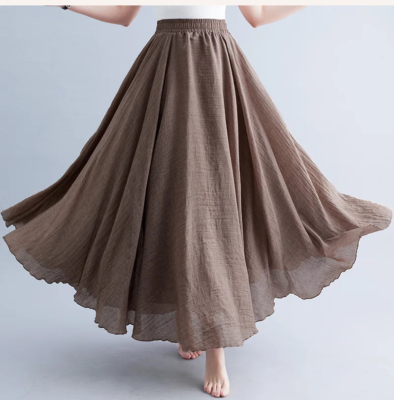 Fashion Clothes Women Clothing Skirts Vintage Y2k Elegant Streetwear Bohemian Cotton Linen Casual Vestido De Festa Long Skirt