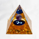 the GENERATOR - Natural Crystal Energy Generator Pyramid, Peridot Amethyst Reiki Healing Chakra Resin Pyramid, Egyptian Decor Room Decoration 1pc