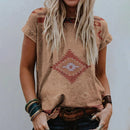 the TEXTILE - Summer Western Style 3D Print Streetwear Fashion Short Sleeve O-Neck T-Shirts for Women