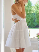 the WHITE PARTY COLLECTION - Elegant Party Beachwear Trendy Casual Summer White Cover-Ups Outfits New Boho Hippie Chic Long Maxi Dresses