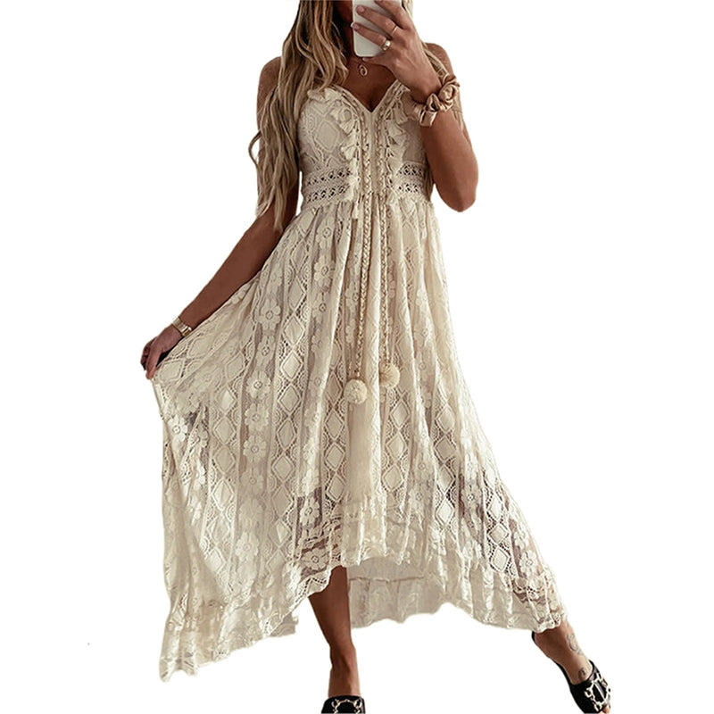 Trendy Casual Summer White Dress for Women Cover-ups Outfits New Boho Hippie Chic Long Maxi Dresses Elegant Party Beachwear