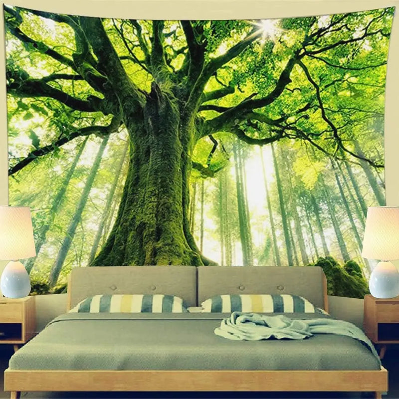 the ENCHANTED FOREST - Natural Forest Tree Wall Tapestry, 3D Printed Wall Art, Wall Hanging Bedroom Living Room Dormitory Decoration