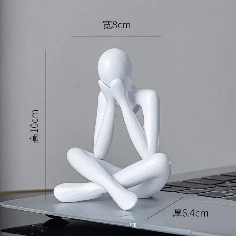 the STICK PEOPLE - 1pc Plastic Thinker Statues Abstract Mini Characters Figurines, Home Office Study Room Bookshelf Decor Accessories