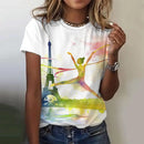 the PARISIAN - Summer Paris Eiffel Tower 3D Print Casual Fashion Short Sleeve O-Neck T-Shirts for Women