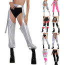 the CHAPS - Women's Festival Rave Pants Chaps Sexy Bottomless Hollow Out Patchwork Solid Loose Fit Buckle Trousers for Club Wear