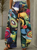 the CAT BOHOS - Urban Street Fashion Casual Loose Long Style Cartoon Cat Color 3D Printed Double Side Pocket Pants
