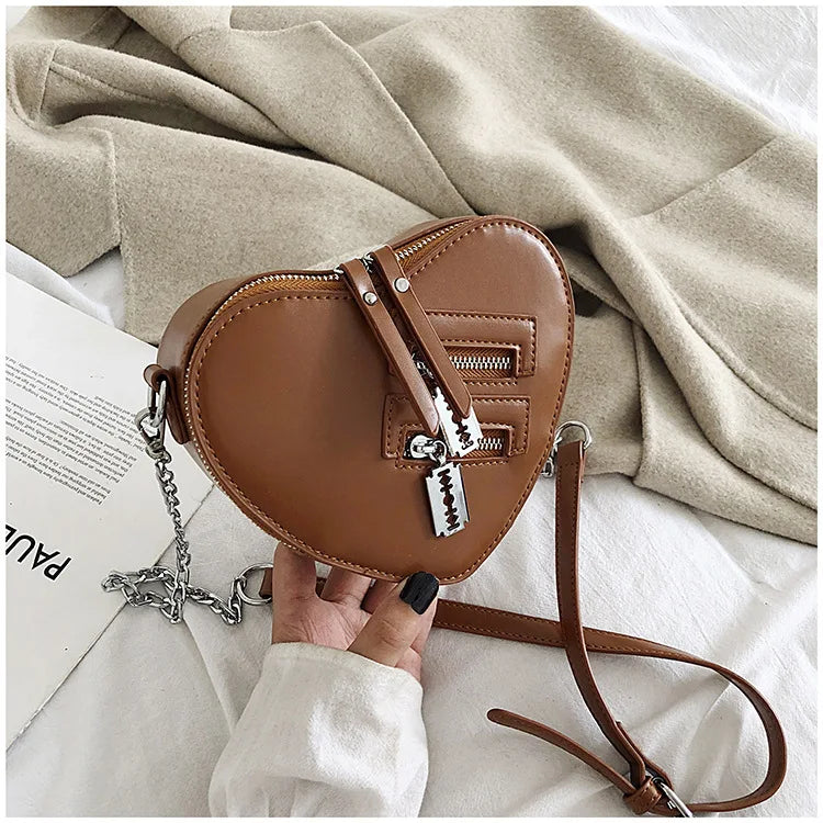 the GOTHIC HEART - Gothic Heart Blade Zipper Chain Crossbody Bags for Women/Girl, Casual Shoulder Purses Handbags