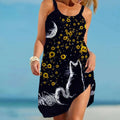 Summer Sunflower Beach Dress for Women 3D Print Vacation Party Sundress Ladies Casual Sleeveless Beachwear Female Traf Clothing