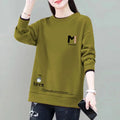 Commuter Women's Clothing Pullover Letter Printing Lantern Long Sleeve Hoodies Casual Loose Spring Autumn Round Neck Tops