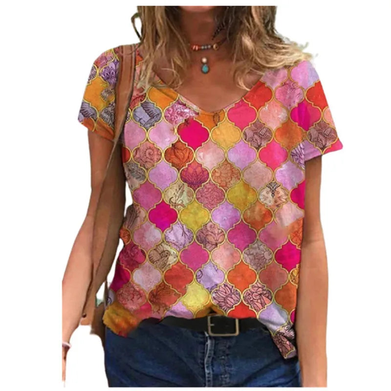 Oversized Summer Women Tops Fashion Short Sleeve 3d Flower Print Beauty T Shirt Streetwear Loose Harajuku Casual Female Clothing