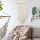 the WOVEN WALL - Macrame Wall Hanging Tapestry, Handmade Ethnic Chic Tapestry, Woven Wall Art Décor, Beige Tassel Cotton Crochet Decoration