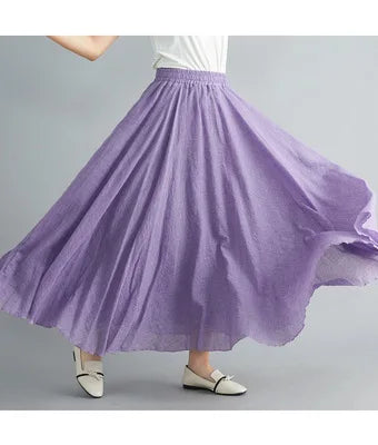 Fashion Clothes Women Clothing Skirts Vintage Y2k Elegant Streetwear Bohemian Cotton Linen Casual Vestido De Festa Long Skirt