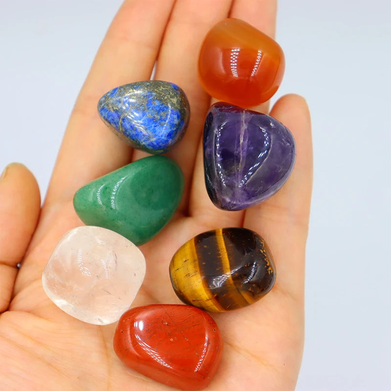 the CHAKRA STONES - 7Pc/Set Natural Crystal Yoga Polished Energy Stone Agate Chakra Reiki Healing Home Decoration Collection Popular Stones