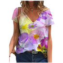 the PAINTED EASEL - Oversized Fashion Short Sleeve 3D Flower Print Loose Casual Female Clothing T-Shirts