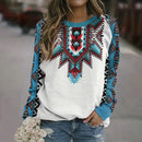 the NATIVE - Long Sleeve Tops Fashionable 3D Horse Pattern Printed Pullover Loose Tops for Women