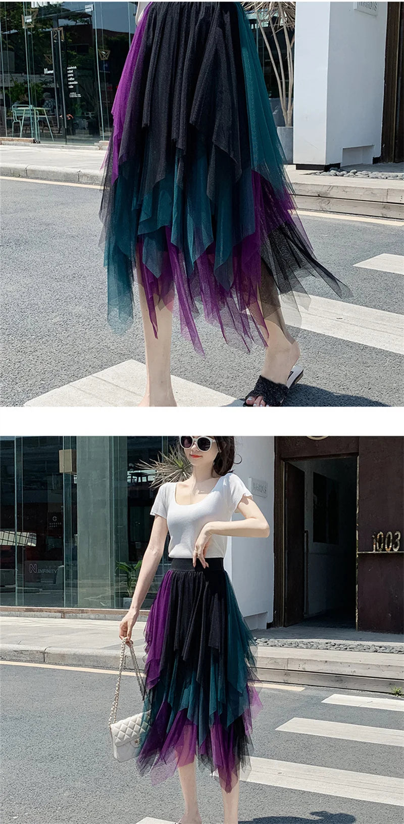 Fashion Summer Tutu Women Skirt Harajuku Tulle Bottom Faldas Casual High Waist Midi Mesh Skirts Woman Clothes Saia Jupe Femme