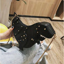 the DINO-MYTE - Trend Fashion 3D Dinosaur Design Rivets PU Leather Chain Purse, Shoulder Bag Tote, Crossbody Mini Messenger Bag