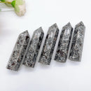 the LAVA STONE - 8-9cm Natural Yooper Lite Tower Crystal Flame stone Wand Point, Spiritual Witchcraft Fluorescent Dodalite Energy Healing Home Decor
