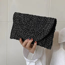 the LETTER BAG - Fashionable Corn Husk Straw Bags, Hand-Woven Women Clutch, Envelope Handbag Long Purse for Female, Summer Beach Bag