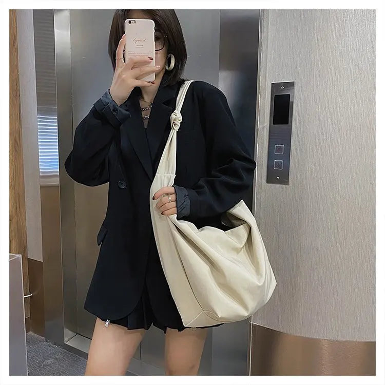 the MESSENGER - Canvas Totes Bags, Women Casual Handbags, Solid Color Shoulder Bag, Simple Messenger Bag Purses