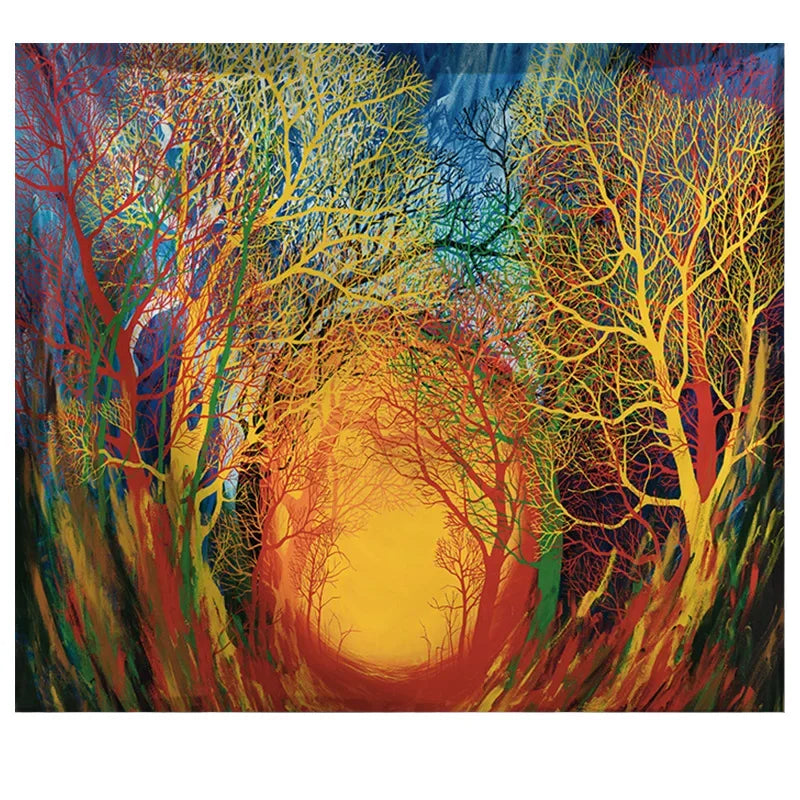 the FOREST LIFE - Tree Wall Hanging Tapestry, Fantasy Magical Tapestry Decorative Wall Decor