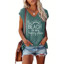 the BEACH TANK - Spring/Summer Fashion Letter Printed Sleeveless Beach Tank Tops for Women