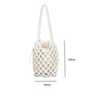 the BOAT BOHO - Fashion Boho Handmade Woven Crochet Tote Purse, Women Bucket Top-Handle Handbags, Beach Casual Solid Hollow Out Shoulder Bags