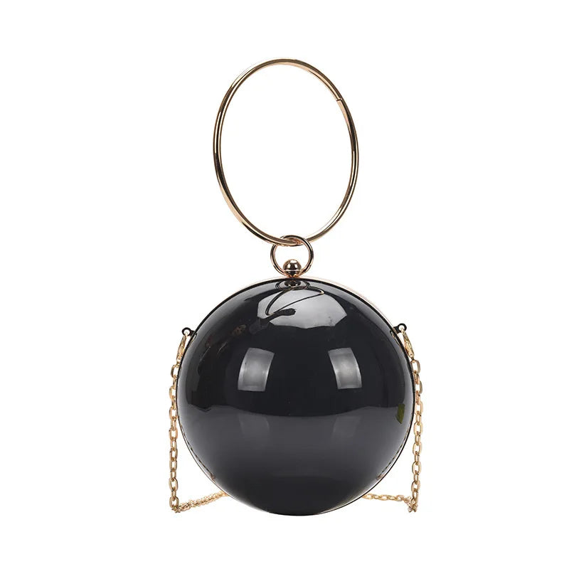 the BALL BAG - Luxury Women Round Ball Evening Bag, Fashion Smooth Bright Surface Clutch Bag, Ladies Crossbody Bag, Party Chain Handbag Purse