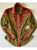 the RODEO BOHO - Women's Vintage Fashion Elegant Western Style Print Casual Slim Autumn Long Sleeve Blouses