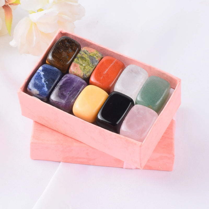 10 Pcs /Set Home Decoration Craft Stones Gifts Natural Stone Set Natural Tumbled Stone  Chakra Reiki Healing Stone Ornament