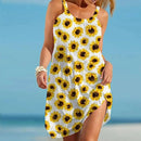 the SUNFLOWER - Summer Sunflower Beach Dress 3D Print Vacation Party Sundress Casual Sleeveless Beachwear Dress
