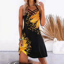 the HOT GIRL SUMMER - Beach Printed Sleeveless Boho Casual Hollow Out Short Dress for Women