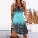 the HOT GIRL SUMMER - Beach Printed Sleeveless Boho Casual Hollow Out Short Dress for Women