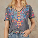 the NAVAJO - Summer 3D Print V-Neck Retro Women Boho Oversized T-Shirts for Women