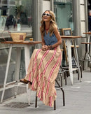 the SUNDAY STROLL - Boho Fashion Long Floral Summer/Autumn Loose Casual Elastic Waist Big Hem Long Skirts
