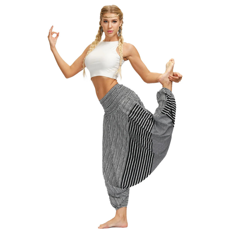 Women's Drop Crotch Ankle Balloon Joggers,Cotton Boho Hippie Harem Pants,Casusal Oversized Palazzo Meditation Pants