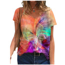the PAINTED EASEL - Oversized Fashion Short Sleeve 3D Flower Print Loose Casual Female Clothing T-Shirts