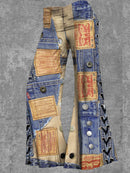 the LEVI - Fashion Bodycon Slim High Waist Pattern Print Flare Streetwear Leggings Pants