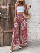 the BOHEMIAN - Women's Summer Retro Style Fashion Versatile Printed Elastic Waist Wide Leg Pants