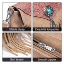the WESTERNER - Original Design Shoulder Bag for Women, PU Leather Luxury Clutch Designer Handbags, Western Purse Fringe Messenger Bag