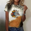 the I AM THE STORM - Leopard Print Heart Print Summer Short Sleeve 0-Neck T-Shirts for Women