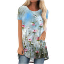 the MEADOW - Floral 3D Print Casual Short Sleeve Oversized Tunic T-Shirts for Women