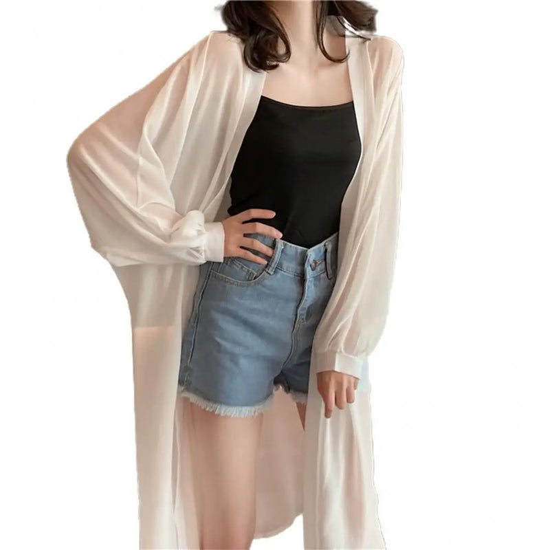 2020 Bohemian Summer Beach Wear Long Kimono Cardigan chiffon Tunic Women Tops Blouse Shirt Sarong plage