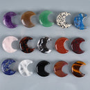 the MOON STONE - Crystal Mini Moon Ornament, Natural Stone Rose Quartz Hand Carved Chakra Feng Shui Healing Meditation Figurine, Home Decoration