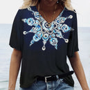 the EMBLEM - Women's 3D Fashion Gradient Oversized Short Sleeve V-Neck T-Shirts