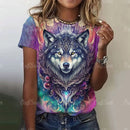 the WOLF WARRIOR - 3D Wolf Print Women T-Shirts Summer Fashion Animal Short Sleeve O-Neck Oversized T-Shirts for Women