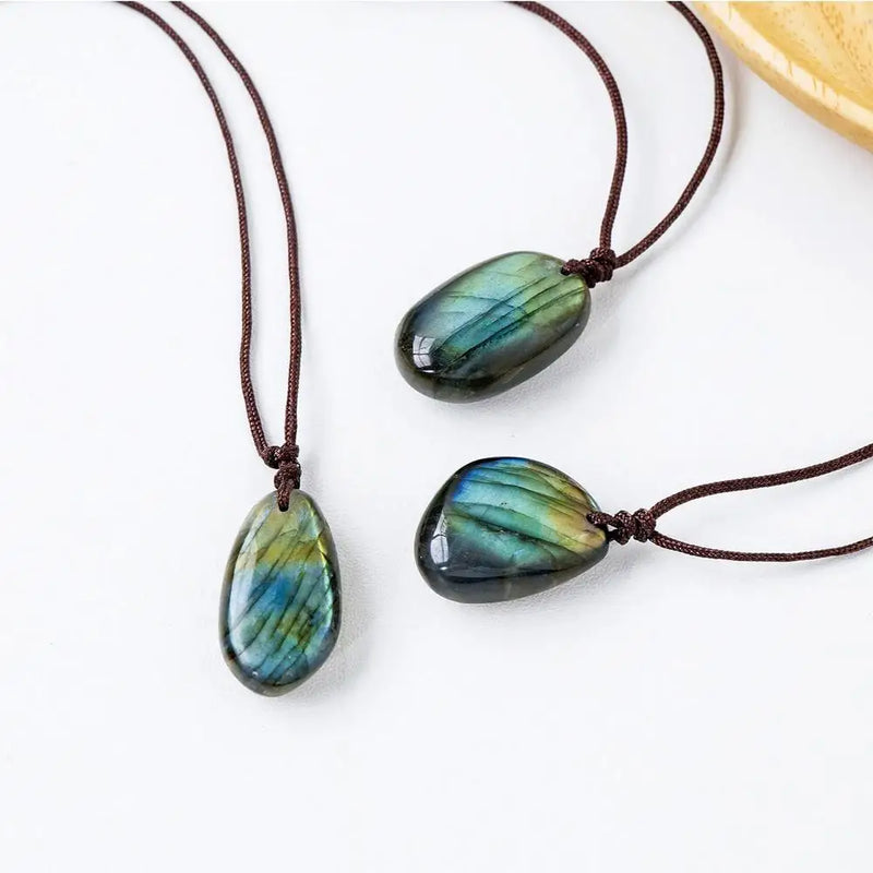 Natural Labradorite Pendant Necklaces Labradorite Necklace Energy Necklaces Healing Crystal Necklace Stones Ornament Home Decor